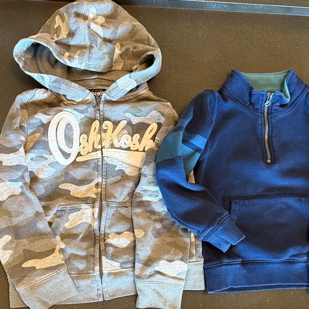 OshKosh B'gosh & Carter’s  Camo Hoodie and Navy Quarter Zip  Pullover Bundle 6